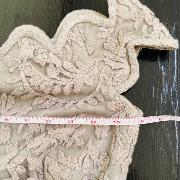 Tadashi Shoji Womens 6 Taupe Embroidered Lace Maxi Evening Dress Gown Party - Picture 12 of 16